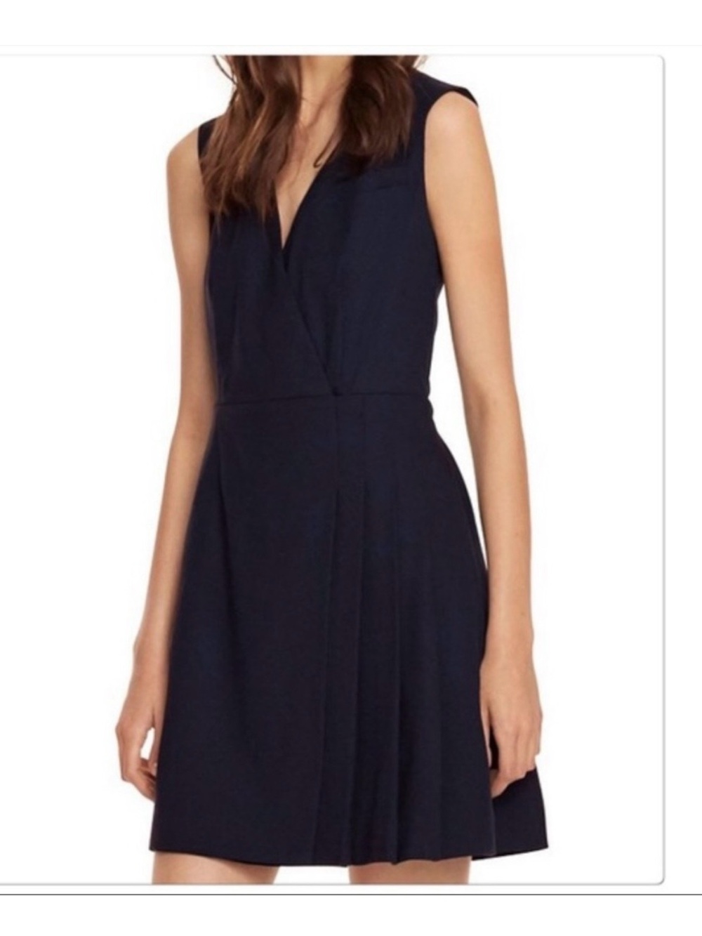 Tory Burch Sleeveless Navy V-Neck Fit-and-Flare Dress